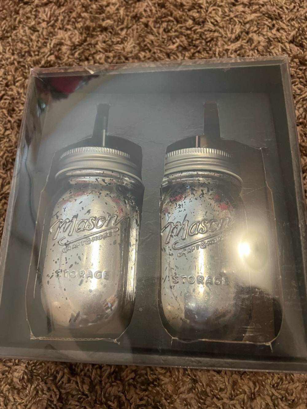 Mason Silver Mercury Mason Jar oil dispenser- Pair